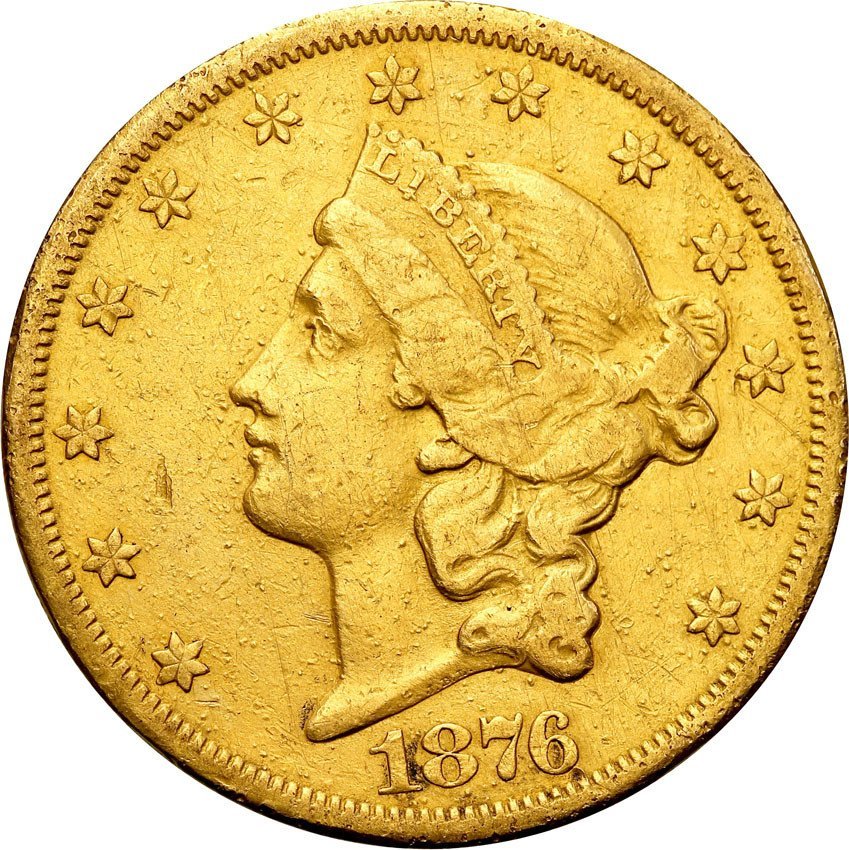 USA 20 dolarów 1876 CC CARSON CITY - RZADKIE st.3